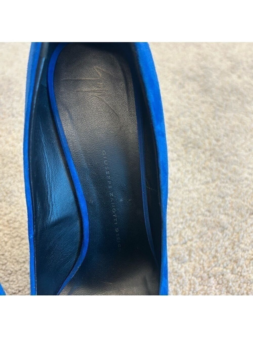 Giuseppe Zanotti blue suede Debra platform stiletto high heels Sz 39 - Picture 10 of 13